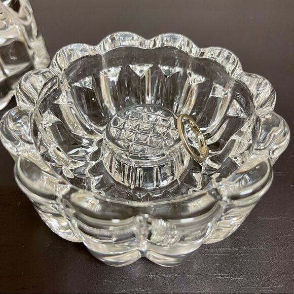 Vintage Princess House Clear Ribbed Round Crystal 3-Way Candle Holder Set - Picture 12 of 16